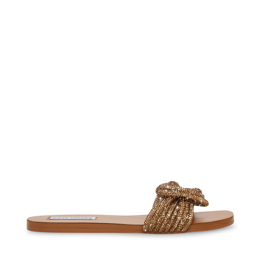 Gold Steve Madden Adore Women's Flat Sandals | PH 6841LUF